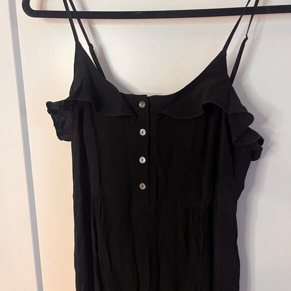 Kachel x Anthropologie Black Ruffled Cropped Wide Leg Jumpsuit Size 6 - Picture 5 of 13